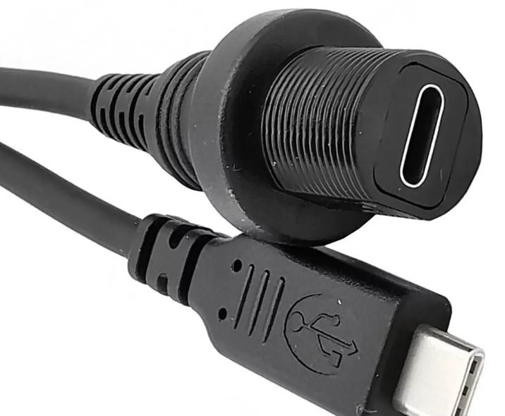 USB Type C 3 1 Car Boat Motorcycle Dash Panel Mount Flush Waterproof Kit Cable