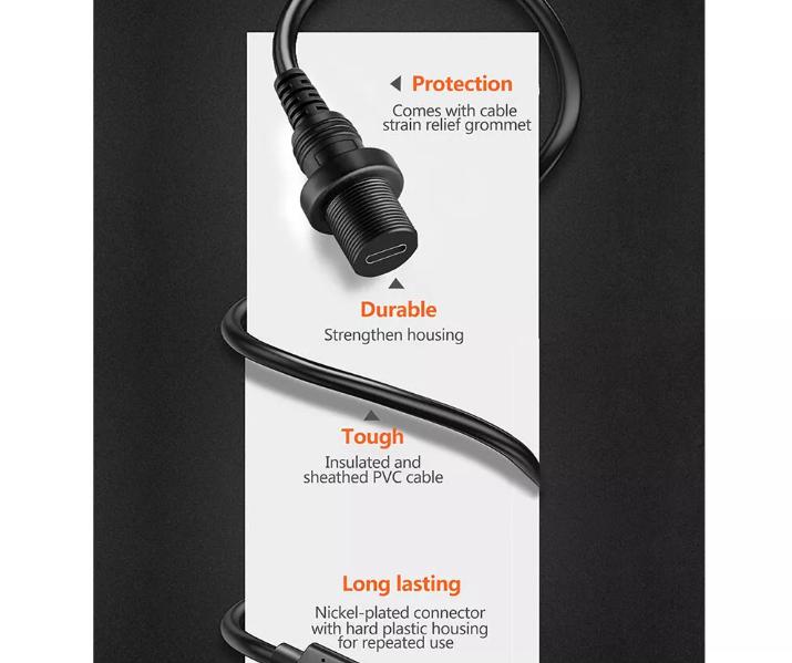 USB Type C 3 1 Car Boat Motorcycle Dash Panel Mount Flush Waterproof Kit Cable