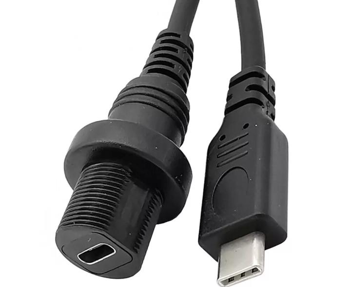 USB Type C 3 1 Car Boat Motorcycle Dash Panel Mount Flush Waterproof Kit Cable