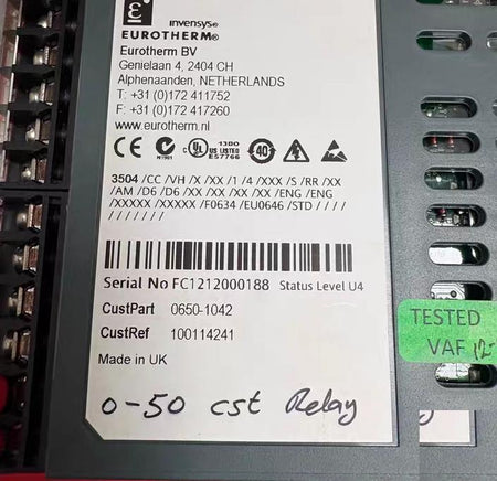 VAF INSTRUMENTS 3504 0-50cst EUROTHERM 3504