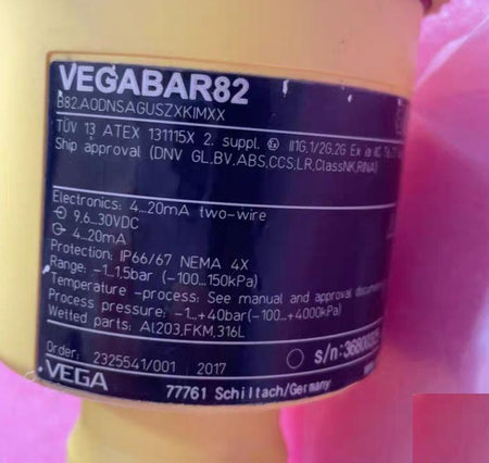 VEGABAR82 4-20mA IP66 67 NEMA 4X -1 150kPa 2017