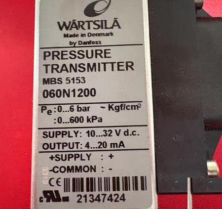 WARTSILA MBS 5153 060N1200 Danfoss 0-6bar 0-600kPa 4-20mA 10-32V DC