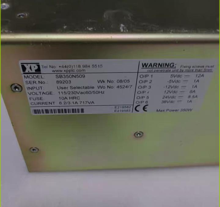 XP SB350N509      350W      5V 12A -5V 1A -12V 1A 12V 6A 24V 8 5A 36V 1A