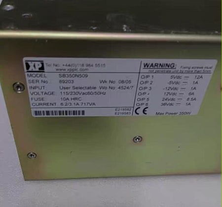 XP SB350N509      350W      5V 12A -5V 1A -12V 1A 12V 6A 24V 8 5A 36V 1A